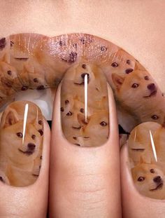 Cute Minimalist Nails Cursed Nails, Dog Nail Art, Nice Lips, Trendy Nail Art Designs, Lipstick Art, Her Nails, Animal Nails