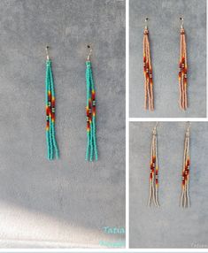 Country Girl Long Seed Bead Fringe Earrings Cowgirl Rodeo Earrings Teal Western Beaded Tassel Earring Native American Inspired Beaded Tassel - Etsy