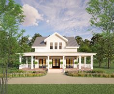 this is a computer rendering of a house with porches and covered verandas