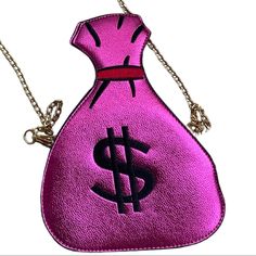 Hot Pink Faux Leather Cross Body Hand Bag! Comes With Removable Gold Link Chain Brand New! Accepting Offers! Ask Any Questions Below Pink Money Bag, Pink Money, Snakeskin Purse, Dollar Sign, Gold Link Chain, Pink Metallic, Croc Leather, Quilted Crossbody Bag, Gold Link