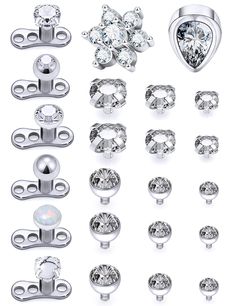 PRICES MAY VARY. VALUE PACK: One Order Including 8 Pieces of Dermal Anchor Tops, 2 Pieces Dermal Jewelry With Dermal Base,Mix Styles Piercing Kit Give You Changeful Outfit. MEASUREMENTS: Gauge Size: 14G (1.6mm); Top CZ Diameter: 2mm 3mm 4mm 6mm. MATERIAL: Made of Solid Grade 23 (G23) Titanium, Nickel and Lead Free, Hypoallergenic, Safe for Sensitive Skin. Highly Polished Finishing Makes Super Smooth and Shiny Surface. JEWELRY TYPE: Internally Threaded Jewelry, Surface Jewelry, Threaded / Push Fi Top Piercing, Anti Eyebrow, Dermal Piercing Jewelry, Dermal Jewelry, Internally Threaded Jewelry, Dermal Anchor, Monroe Piercings, Gem Top, Piercing Kit