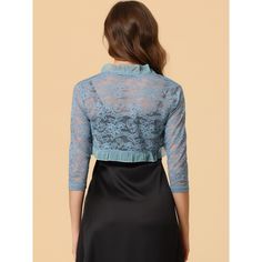 The ruffle collar, sheer floral lace fabric, and crop length give a unique, elegant touch. This cardigan shrug is perfect for layering over your favorite dresses or tops. It adds the right amount of coverage without taking away from the overall style of your outfit. If you're looking for a versatile and stylish piece to add to your wardrobe, the Women's Elegant Ruffle Collar Crop Cardigan Sheer Floral Lace Shrug Top is the perfect choice. It's a timeless piece that you can wear season after seas Crop Shrug, Short Sleeve Bolero, Shrug Top, Cardigan Shrug, Cropped Shrug, Lace Shrug, Lace Bolero, Bolero Shrug, Crop Cardigan