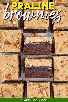 chocolate brownies with peanut butter frosting on top