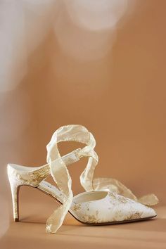 Something Bleu Elvie Mules | Anthropologie Feather Heels, Satin Ballet Flats, Sequin Heels, Ivory Wedding Shoes, Crystal Heels, Western Ankle Boots, Bridal Heels, Satin Heels, Shoes Heels Wedges