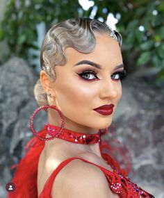 Ballroom Dance Nails, Latin Dance Hairstyles Ponytail, Ball Room Makeup, Latin Hairstyles Dance, Ballroom Latin Hair, Ballroom Makeup Latin