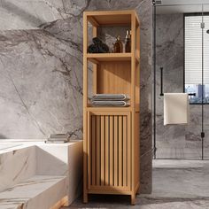 a bathroom with marble walls and flooring