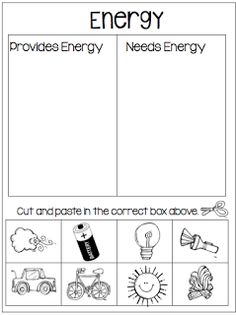 an energy worksheet with pictures and words to help students learn how to use the energy