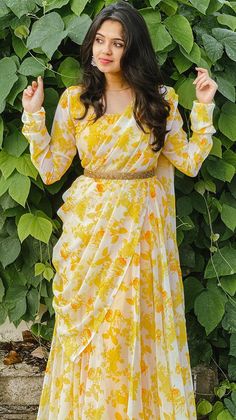 Haldi Dress Ideas For Sisters, Ethnic Gowns, Wedding Outfits For Women, Haldi Outfit