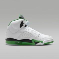 Jordan Womens Air Jordan 5 Retro Basketball Sneakers, 7, White/Lucky Green-black Gender: female.  Age Group: adult. Aqua Jordan 5, Jordan 6 Green, Air Jordan 5 Retro Green Bean, Electric Green Jordan 6, Jordan 5 Green Bean, Womens Air Jordan, Buy Jordans, Retro Basketball, Jordan 5 Retro