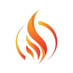 an orange flame logo on a white background