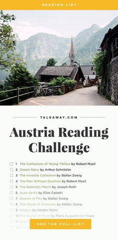 the australian reading challenge is on display in front of a mountain range with houses and trees