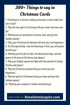 a christmas card with the words, 30 things to say in christmas cards