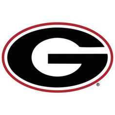 the university of georgia logo is shown in black and red, with a white background