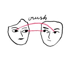 two masks with the words crush written on them and one is drawn to look like they are