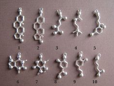 molecule earrings - custom - pick your own pair - in sterling silver Molecule Jewelry, Biology Jewelry, Serotonin Molecule, Molecule Necklace, Geeky Clothes, Pipe Cleaner, Phone Charm, Sterling Silver Charm, 3d Print