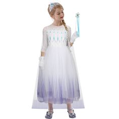 Specification Type: Girls Frozen 2 Elsa Dress Cosplay CostumeSource: Disney Frozen 2Character: ElsaComponents: Dress, cape, crown, gloves, braids, magic wands. The cape is attached with dress by buttons Inventory: Made To Order Item. Tailoring time is about 10-15 days. Fabric: Polyester, Mesh Occasion: Halloween, Cosplay, Comic Cons, Theme Parties, Carnival, etc. WASHING NOTICE: Hand wash in cold water recommend. Squeeze out excess water, then dry naturally. For leather, we do not recommend cleaning Size Chart Note: Our size charts are different, please be sure to choose a cosplay costume according to our size chart on every product page, please check the size information carefully. If you have any questions, please feel free to let us know and we will help you. Kids Size Chest Waist Heigh Elsa White Dress, Frozen 2 Elsa Dress, Toddler White Dress, Princess Fancy Dress, Frozen 2 Elsa, Blue Colour Dress, Dress Cape, Magic Wands, Costume For Kids