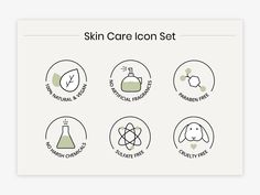 the skin care icon set is shown