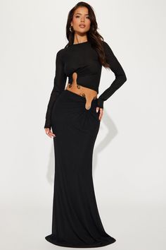 Stepping Out Mesh Skirt Set - Black | Fashion Nova Black Mesh Skirt, Long Black Skirt, Long Maxi Skirt, Long Maxi Skirts, Mesh Skirt, Stretch Top, Skirt Long, Stepping Out, Long Maxi