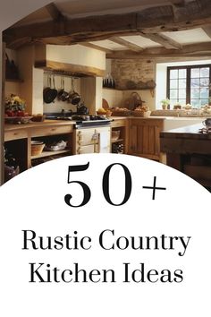 Traditional rustic kitchen with terracotta tiles and classic wooden beams.