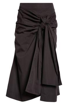 The Italian fashion house's timeless sophistication shines through the artfully knotted bow cascading down the front of this ruched cotton-poplin midi skirt. 26 1/2" to 30" length (size 36 IT) Unlined 100% cotton Dry clean Made in Italy Designer Clothing Bottega Veneta 2024, Bottega Veneta Runway, Bottega Veneta Fashion, Fw 2024, Dream Wishlist, Poplin Skirt, Silver Core, Cotton Skirt, Dark Fashion