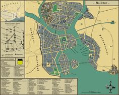 a map of the city of baltimore, with its roads and streets labeled in blue