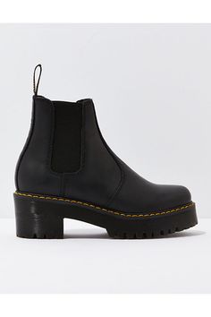 Pull-on Chelsea boot/Leather upper/Built on the iconic, comfortable Dr. Martens air-cushioned sole/Retains tons of Doc's DNA, like grooved edges, heel-loop and yellow stitching/Cemented sole construction/Not Eligible For Promotions | Only Ships Withi Dr Martens Rometty, Rometty Chelsea Boot, Boot Shoes Women, American Eagle Outfitters, American Eagle, Chelsea Boots, Leather Boots, Chelsea, Ankle Boot