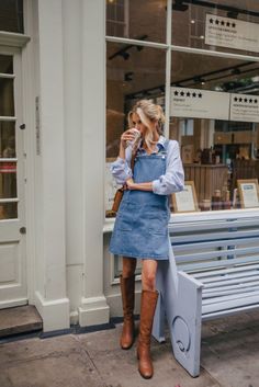 Denim Dress Outfit Fall, Late Summer Outfits, Fall Dress Outfit, Next Clothes, Blue Jean, Fall Winter Outfits, Everyday Outfits, Autumn Winter Fashion, Pretty Outfits