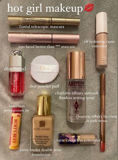 Basic Makeup Products To Have, Simple Makeup Collection, Must Need Makeup, Fav Makeup Products, Baddie Essentials List, Makeup Basics Products, Makeup Recommendations Products, No Makeup Look Products, Makeup Essentials Aesthetic