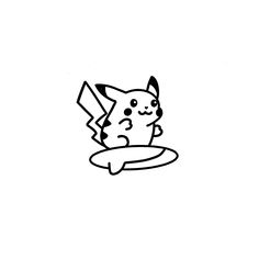 a black and white drawing of a pikachu holding a frisbee