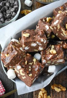 chocolate rocky candy with marshmallows on top