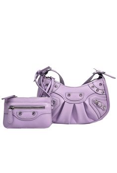 BRICKE - STUDDED HOBO BAG Punk Style Women, Motorcycle Bag, Big Bags, Purple Bags, Mini Purse, Bag Dress, Satchel Handbags, Grunge Outfits