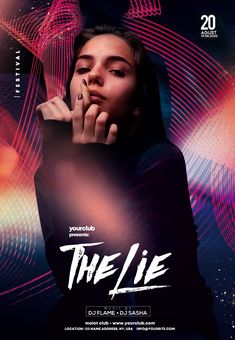 the lie movie poster with a woman in black hoodie holding her hand up to her mouth