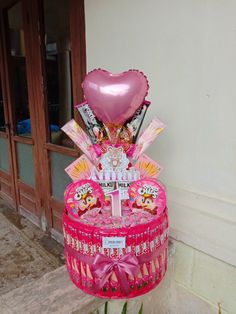 Snack tower Snack Tower Pink, Snack Tart Tower, Diy Candy Cake Tower, Bucket Snack Pink, Bucket Jajan