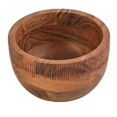 a wooden bowl is shown on a white background