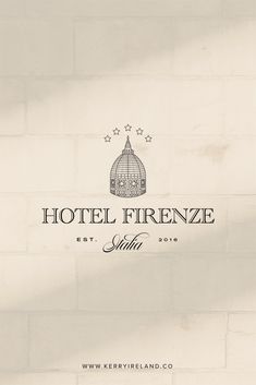 the logo for hotel frenze, which is located in an old brick wall