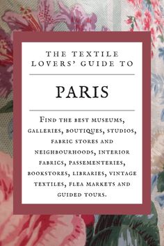 the textile lovers'guide to paris