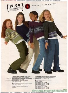 Early 2000s Fashion Catalog, 2000 Nerd Fashion, 1996 Fashion Outfits, 2000 Winter Fashion, Early 2000s Kids Fashion, Early 2000s Kids Clothes, 90s Sweater Outfits, 90s Kids Outfits, 90s Catalog Fashion