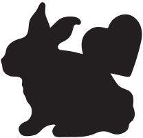 the silhouette of a rabbit is shown in black on a white background, and it appears to be looking up at something