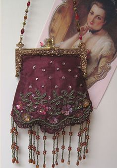 Victorian beaded burgundy purse Burgundy Purse, Vintage Purse, Moda Vintage, Beaded Bags