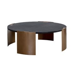 a round table with an oval black top