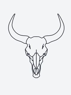 a bull's head with long horns on it