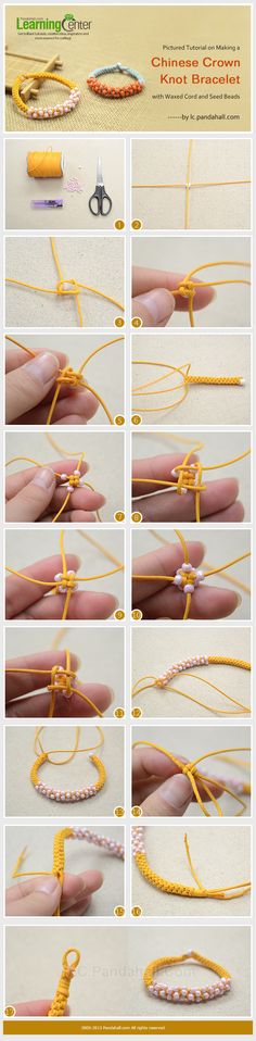 instructions to make bracelets with string and beads