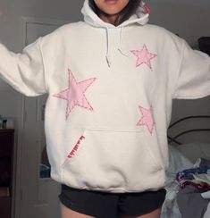 Star Patchwork, Embroidered Stars, Trendy Hoodies, Embroidery Hoodie