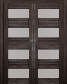 the front door is made of wood and has two glass panels on each side,