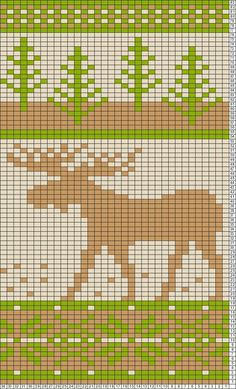 an image of a cross stitch pattern with deer in the grass and trees on it