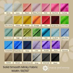 the color chart for solid smooth silk fabric