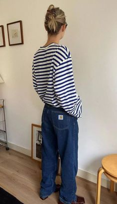 Japandi Outfits, Striped Tshirt, Copenhagen Fashion, Stripe Outfits, Tshirt Outfits, Fashion Fits