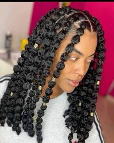 Bubble Twist Hairstyle, Natural Hair Bubble Braids, Bubble Braids Black Hair, Afro Bubble Braids, Bubble Braids Natural Hair, Bubble Locs, Poodle Puff Braids, Bubble Braid Hairstyles Black Women, Bubble Box Braids