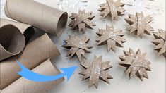 the paper snowflakes are made from rolled up toilet paper