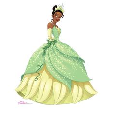 the princess and the frog is wearing a green dress